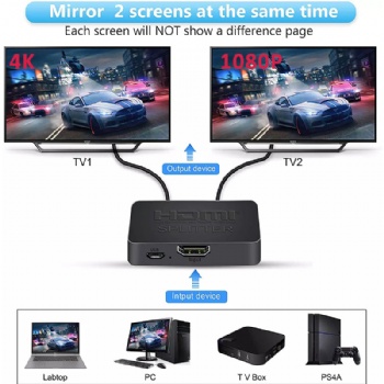 SWSP07A,HDMI 2.0 Splitter 1 in 2 out support HDCP 2.2 with Scaler