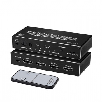 SW04B，HDMI switcher splitter 2 in 2 out with audio extraction