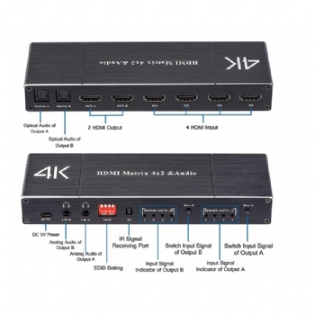 SWMX42,HDMI Matrix 4x2 Support 4K with Audio extraction