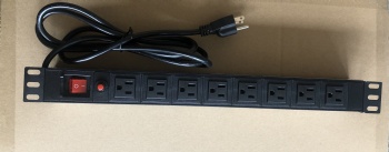 110V 15A 8 port PDU for Lighted Master Switch and Overload Protection