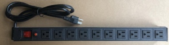 110V 15A 10 port PDU for Lighted Master Switch and Overload Protection