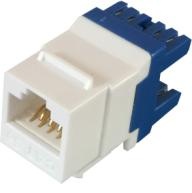 White + Blue Color UTP 180 Degree Cat6e Keystone Jack